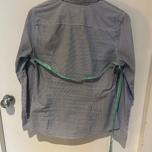 Blue & White Striped Button Down Cotton Shirt - Picture 10 of 10